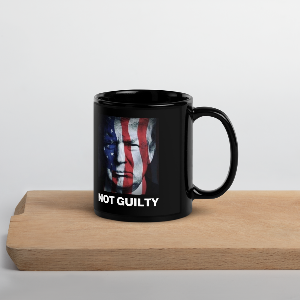 マグカップ [MAGA Handwriting][Flag on Face][Not Guilty]BLACK