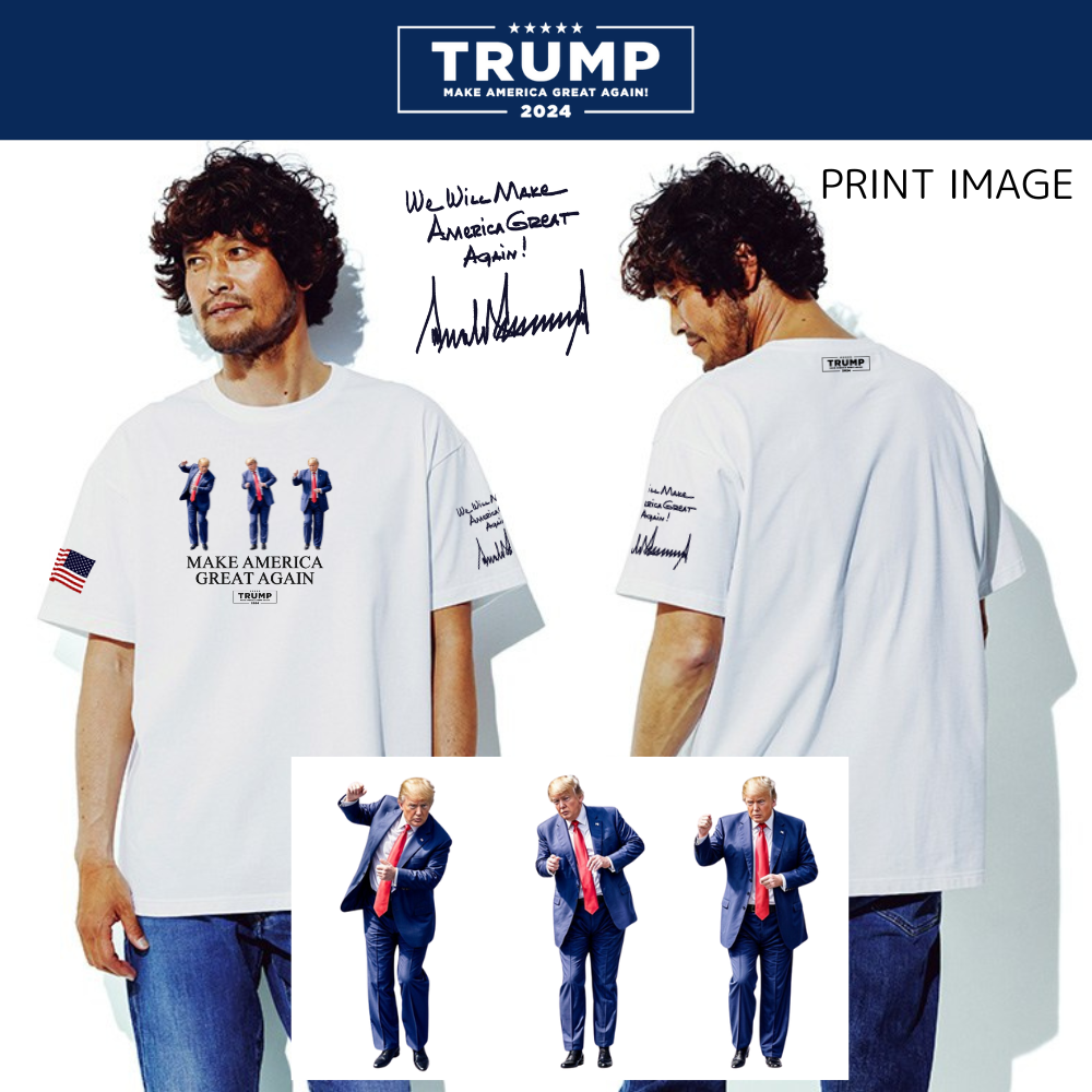 TRUMP グラフィックプレミアムコットンTシャツ[白/ダンシングTRUMP(大)]