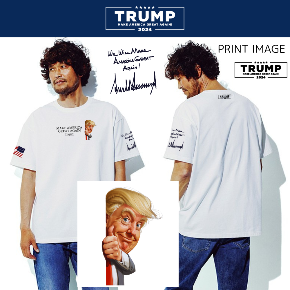 TRUMP グラフィックプレミアムコットンTシャツ[白/ひょっこりTRUMP(大)]