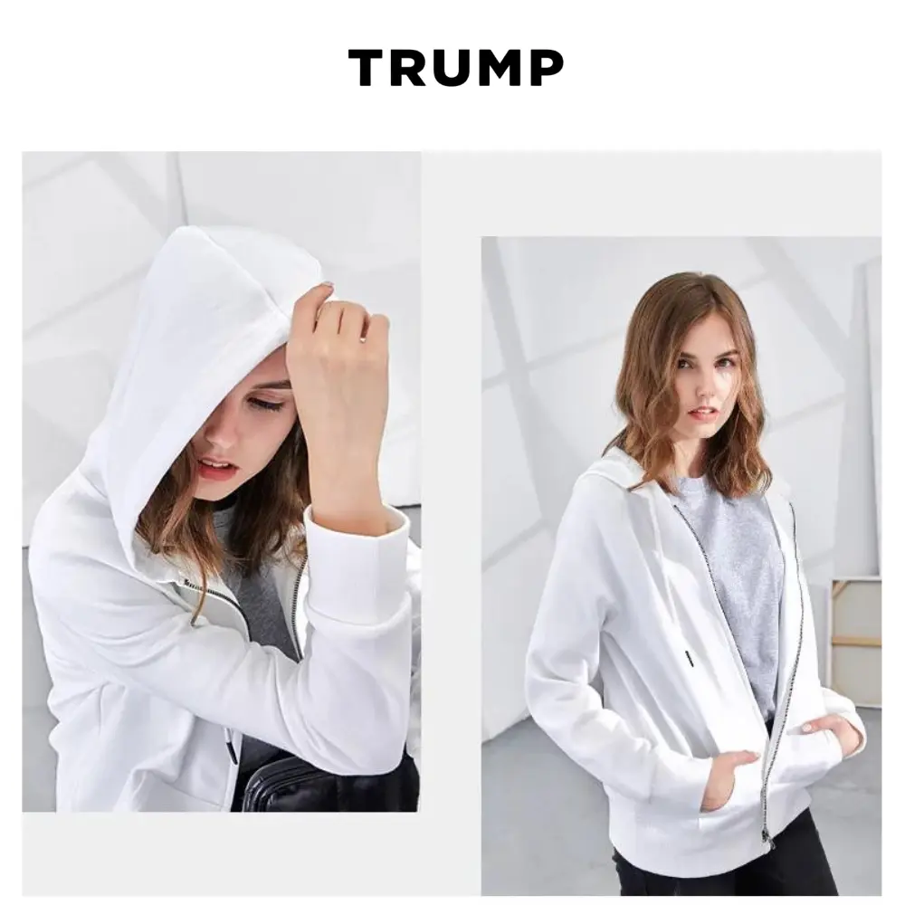 TRUMP大統領手書き文字ロゴジップアップパーカー[MGZH-002][ホワイト] - 画像 (2)