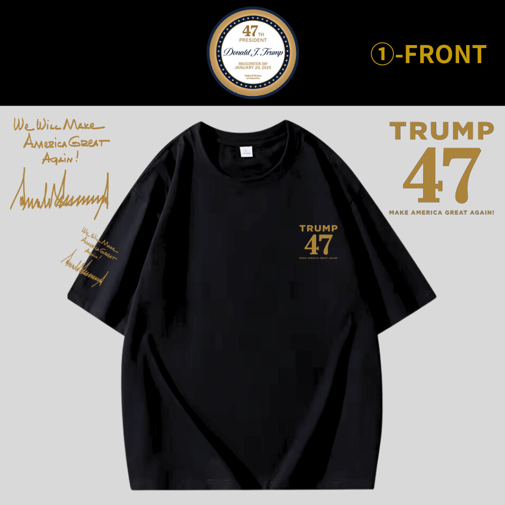[TRUMP 47]ロゴ入プレミアムTシャツ(1)[黒][NTTE-01]