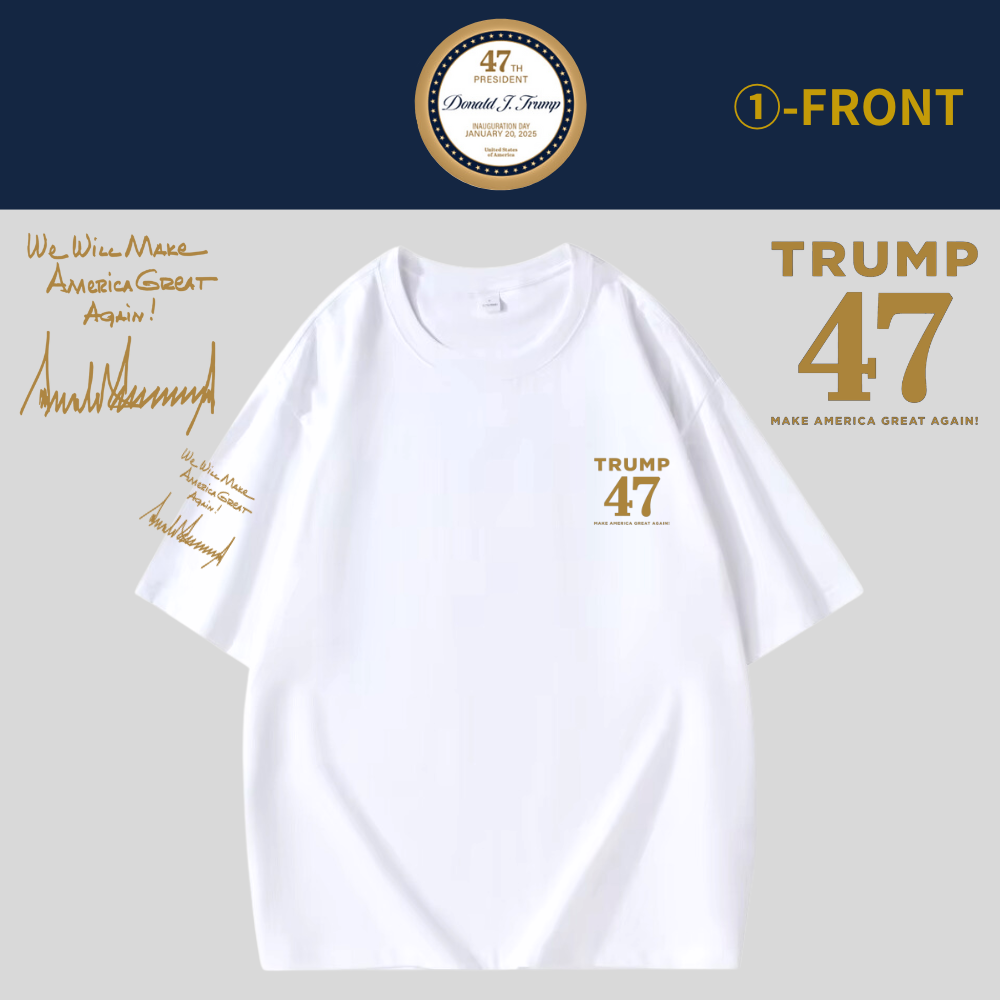 [TRUMP 47]ロゴ入プレミアムTシャツ(1)[白][NTTE-01]