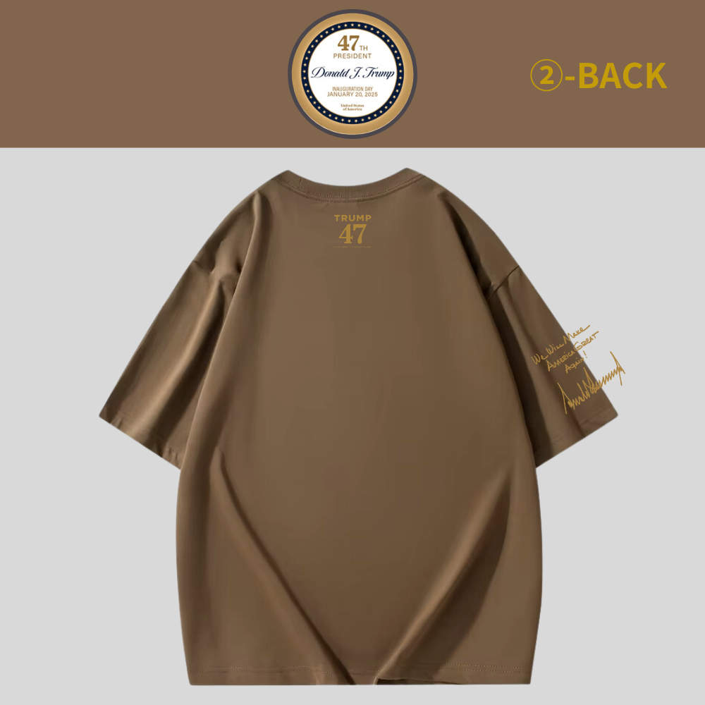 [TRUMP 47]ロゴ入プレミアムTシャツ(2)[茶色][NTTE-02] (Copy) - 画像 (2)