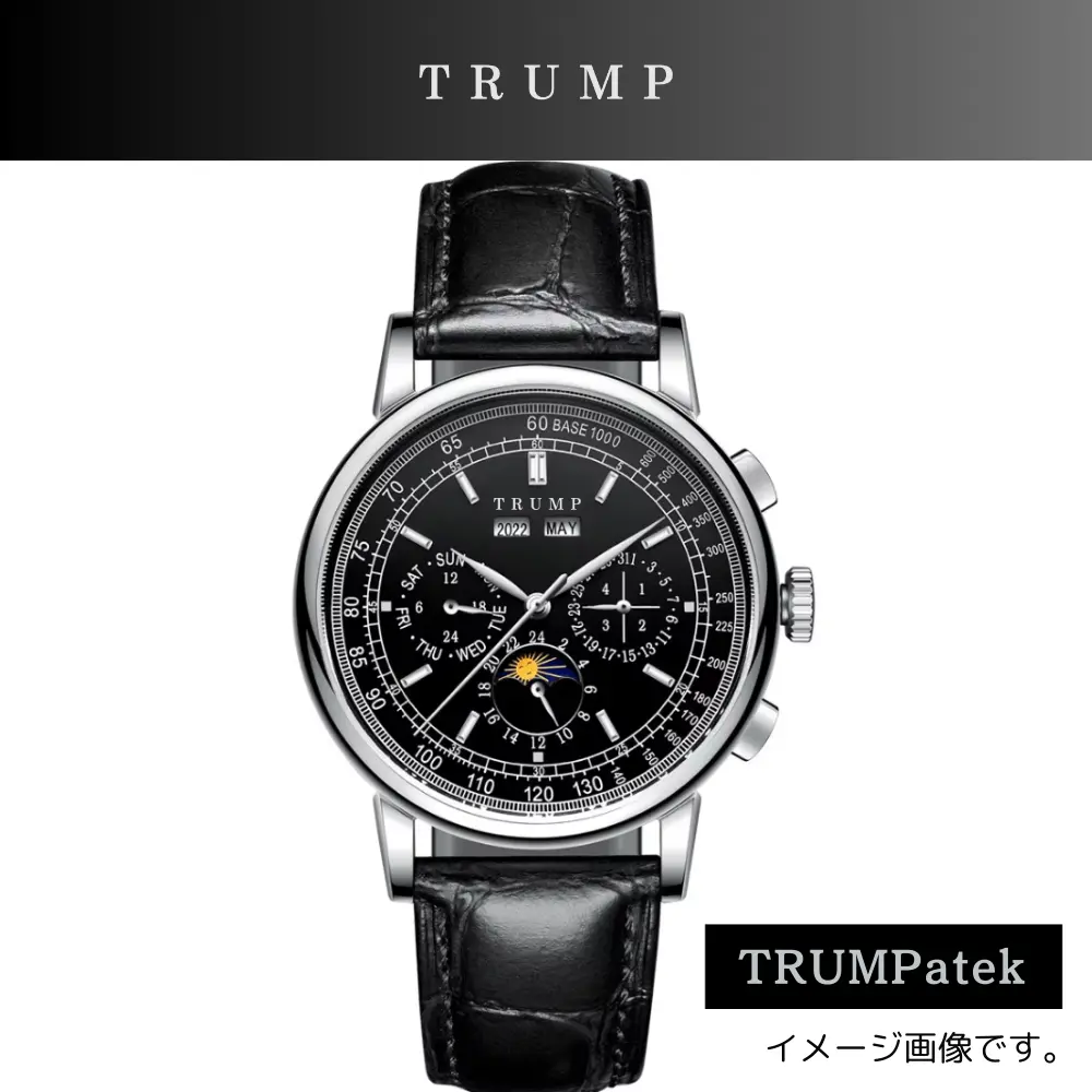 オリジナルデザイン腕時計 [TRUMPatek] ブラックフェイス[黒革ベルト]
