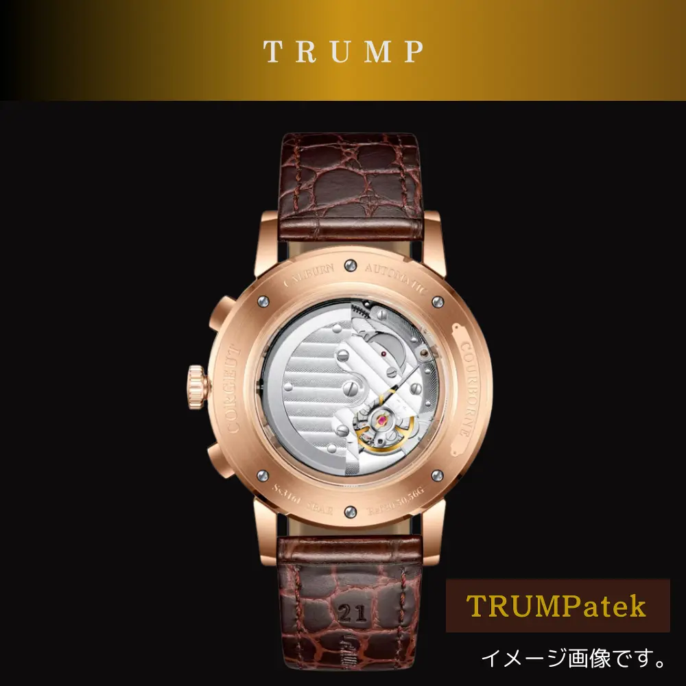 オリジナルデザイン腕時計 [TRUMPatek] ホワイトフェイス[茶革ベルト] - 画像 (4)