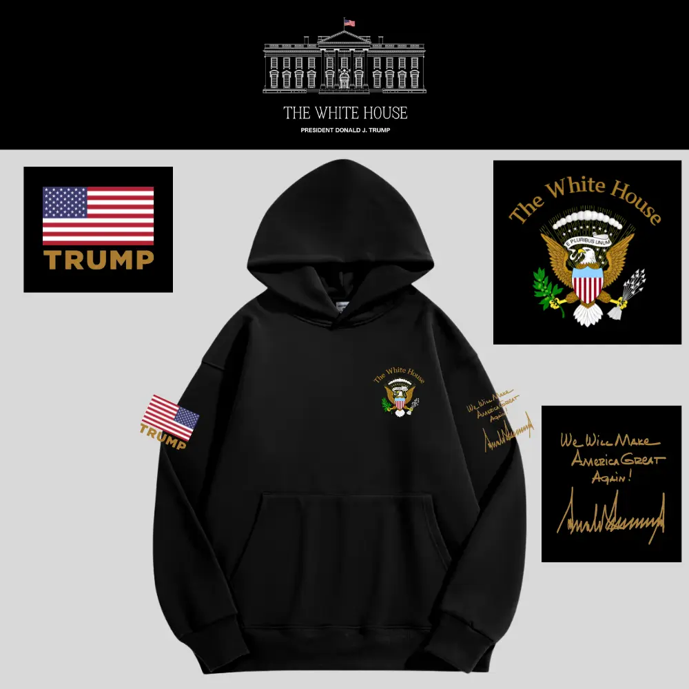 [AMERICA IS BACK]White House ロゴフーデッドパーカー[WHHD-01][黒]