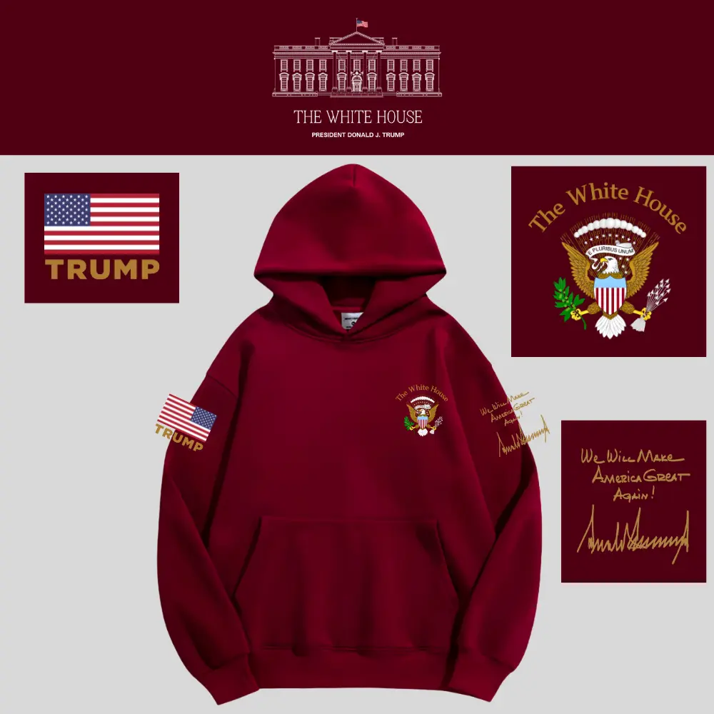 [AMERICA IS BACK]White House ロゴフーデッドパーカー[WHHD-01][ワインレッド]