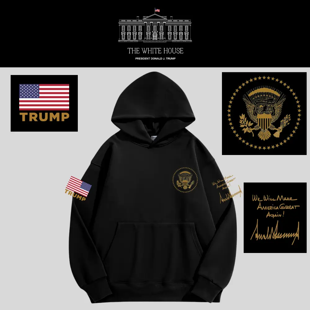 [AMERICA IS BACK]White House ロゴフーデッドパーカー[WHHD-02][黒]