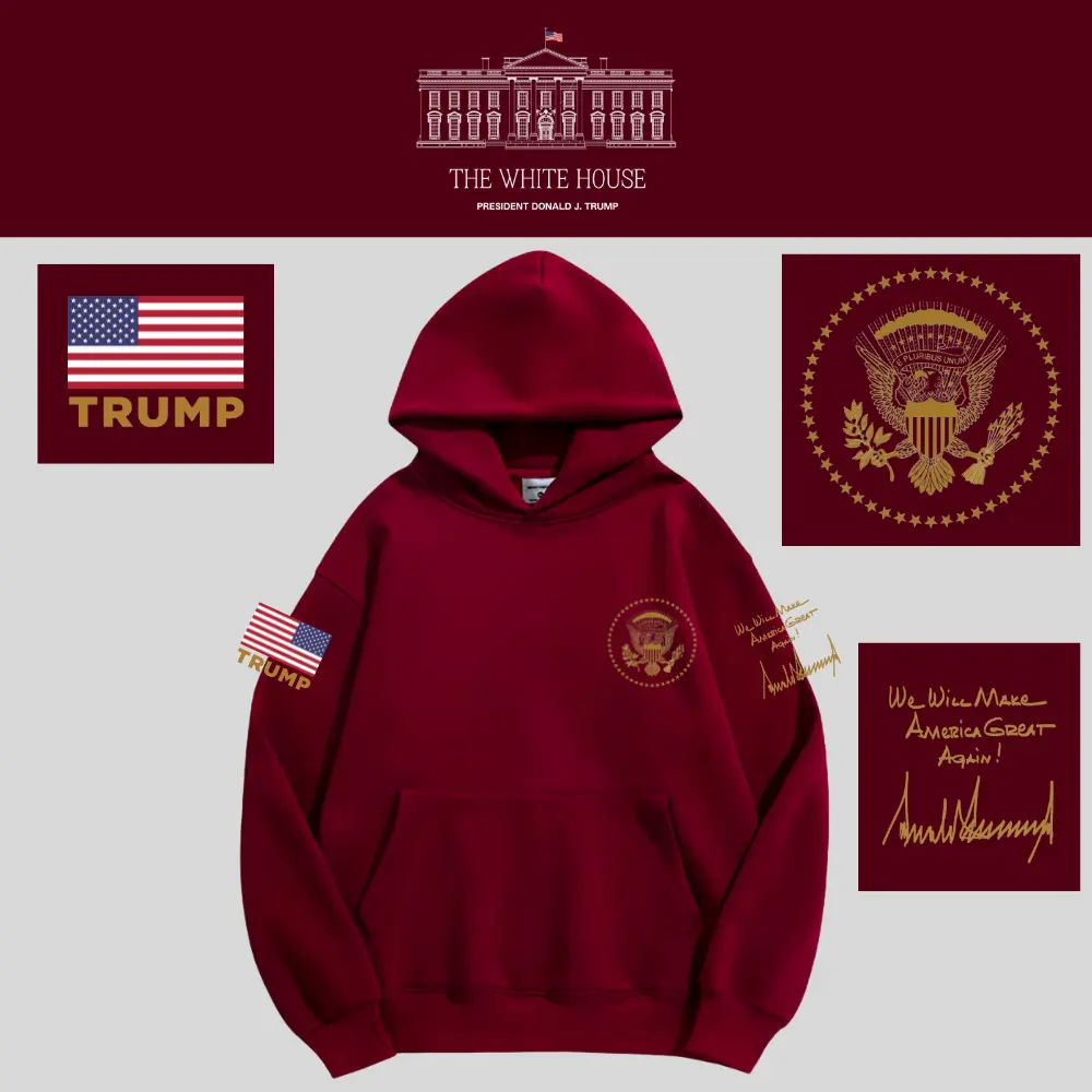 [AMERICA IS BACK]White House ロゴフーデッドパーカー[WHHD-02][ワインレッド]