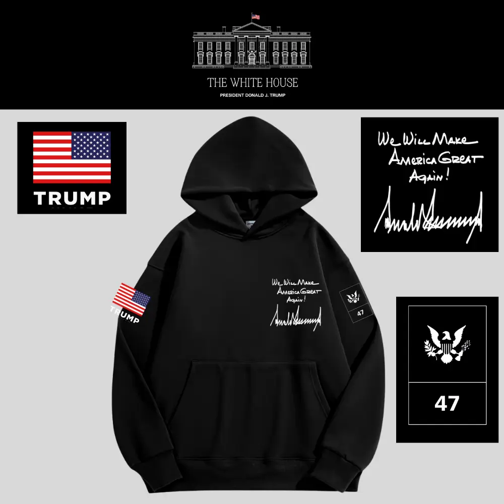 [AMERICA IS BACK]White House ロゴフーデッドパーカー[WHHD-04][黒]