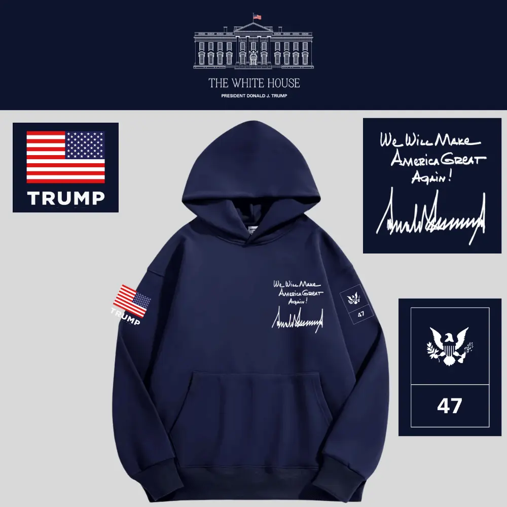 [AMERICA IS BACK]White House ロゴフーデッドパーカー[WHHD-04][ネイビー]