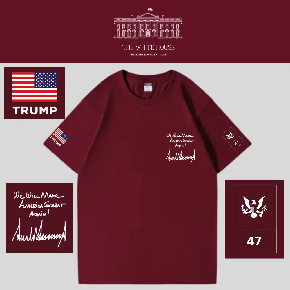 [AMERICA IS BACK]White House ロゴTシャツ[WHTE-03][ワインレッド]