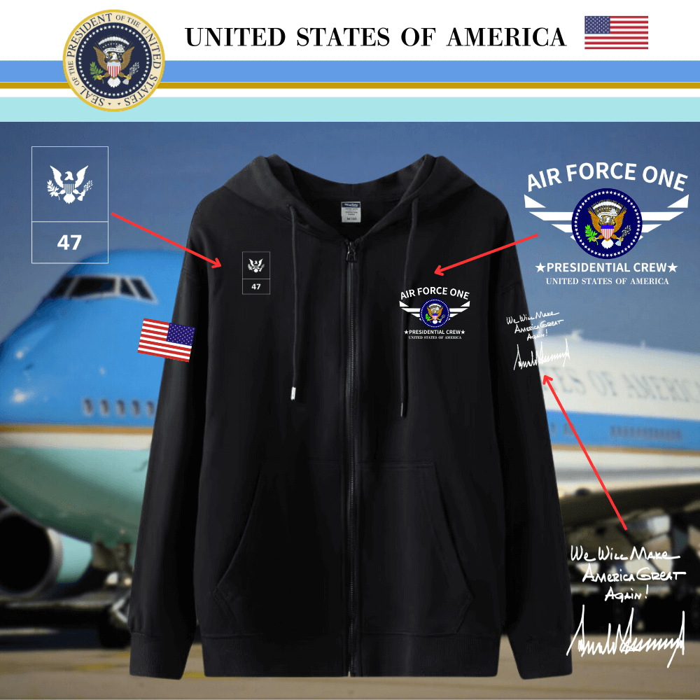 [Air Force One 2025]エアフォース・ワン2025ジップアップパーカー[黒][AFZH-01]