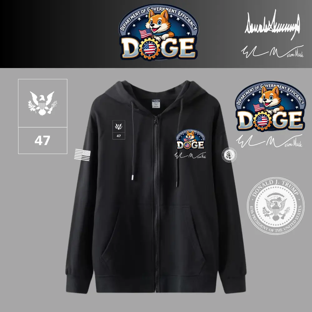[DOGE]ドージロゴジップアップパーカー[黒][DGZH-01]