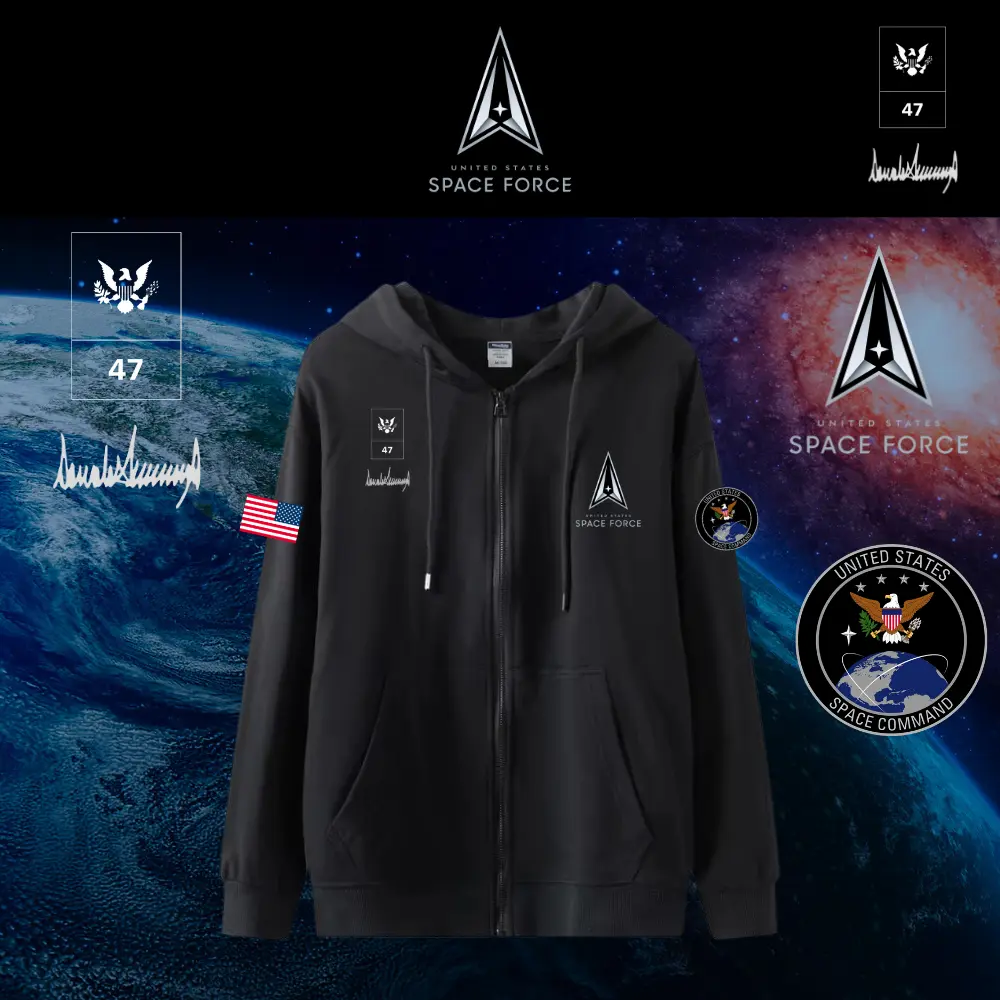 [SPACE FORCE]ロゴジップアップパーカー[黒][SFZH-011]