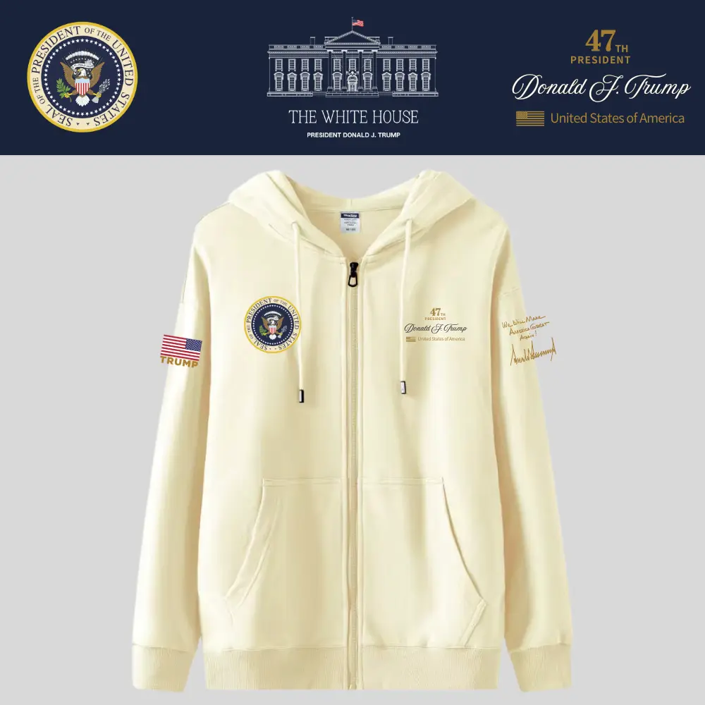 [New White House]ホワイトハウスロゴジップアップパーカー[ベージュ][WHZH-01]