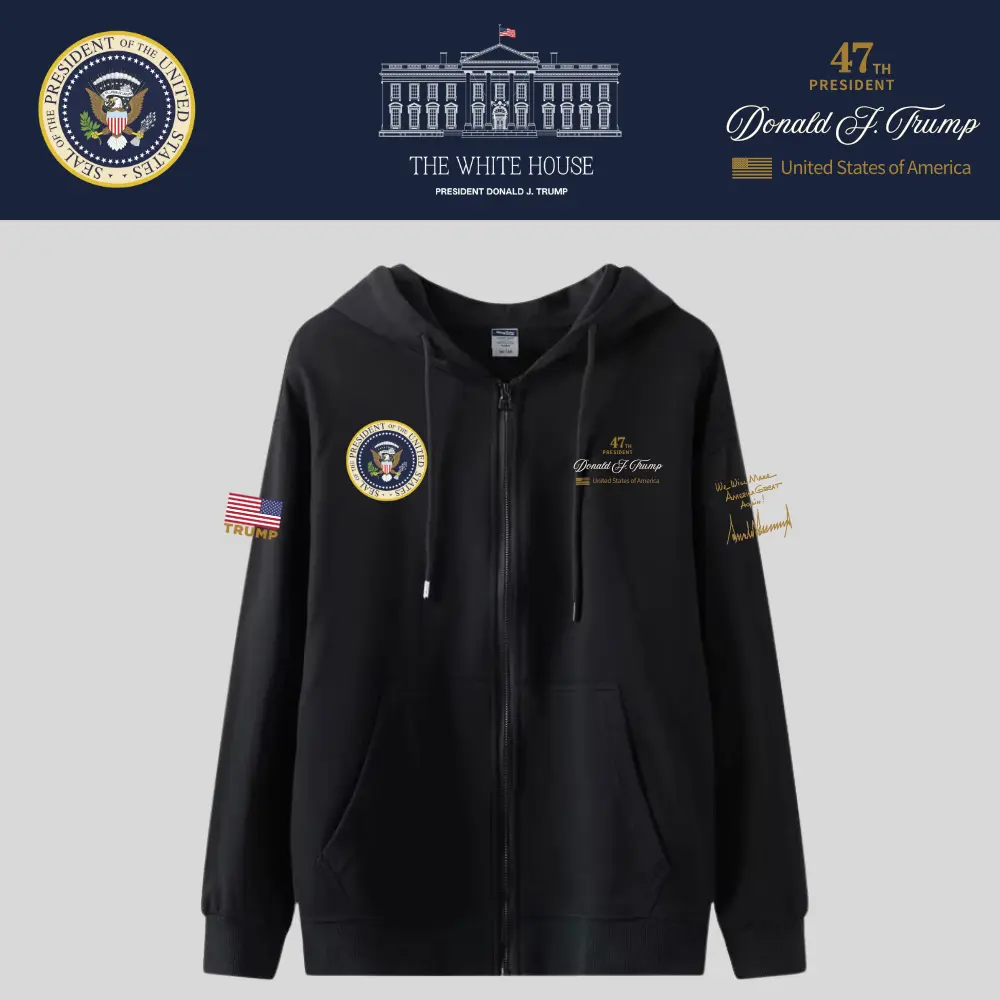 [New White House]ホワイトハウスロゴジップアップパーカー[黒][WHZH-01]