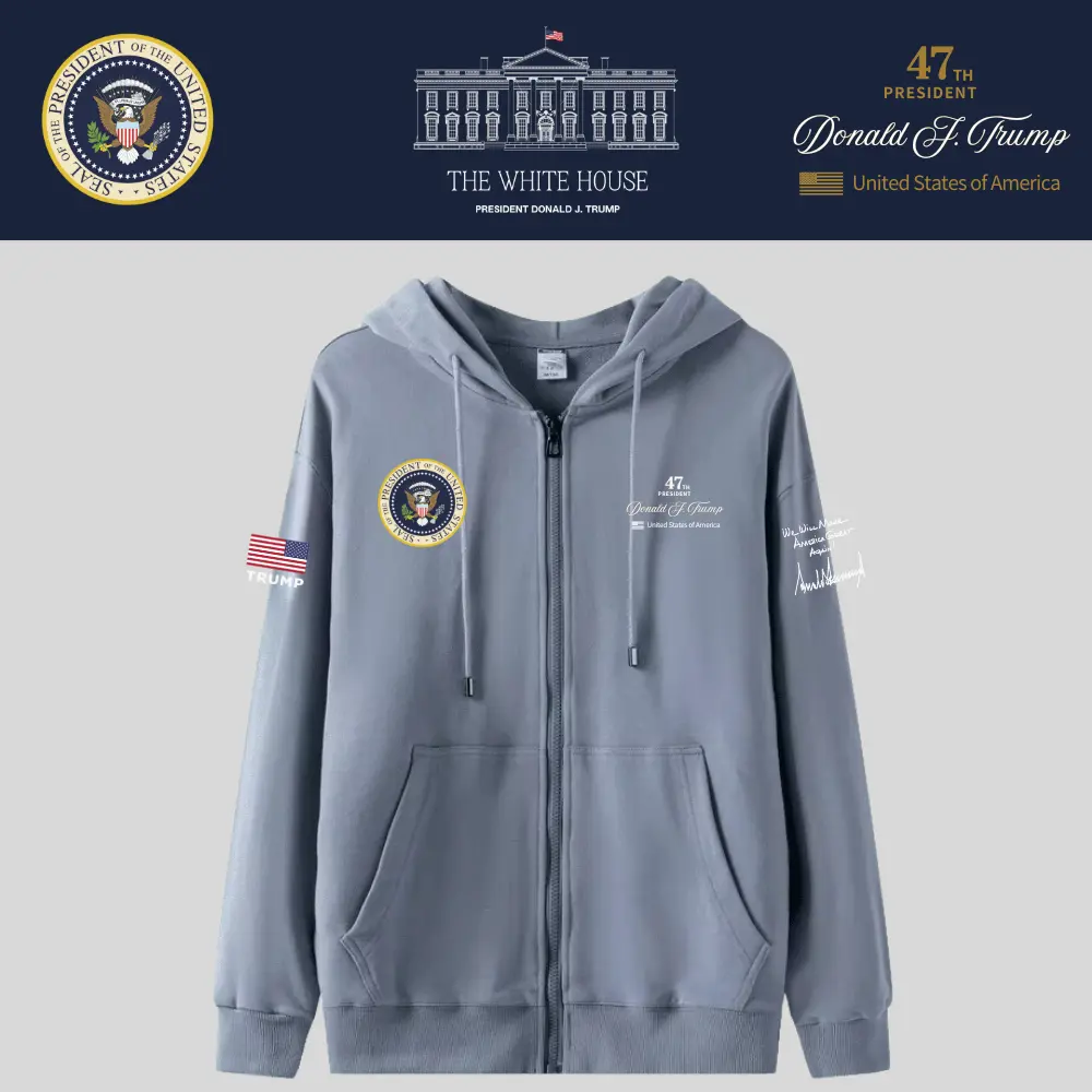 [New White House]ホワイトハウスロゴジップアップパーカー[アイスブルー][WHZH-01]