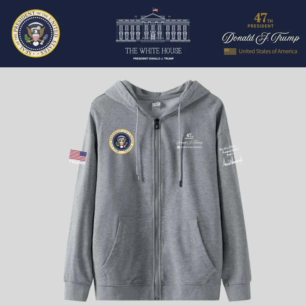 [New White House]ホワイトハウスロゴジップアップパーカー[ライトグレー][WHZH-01]