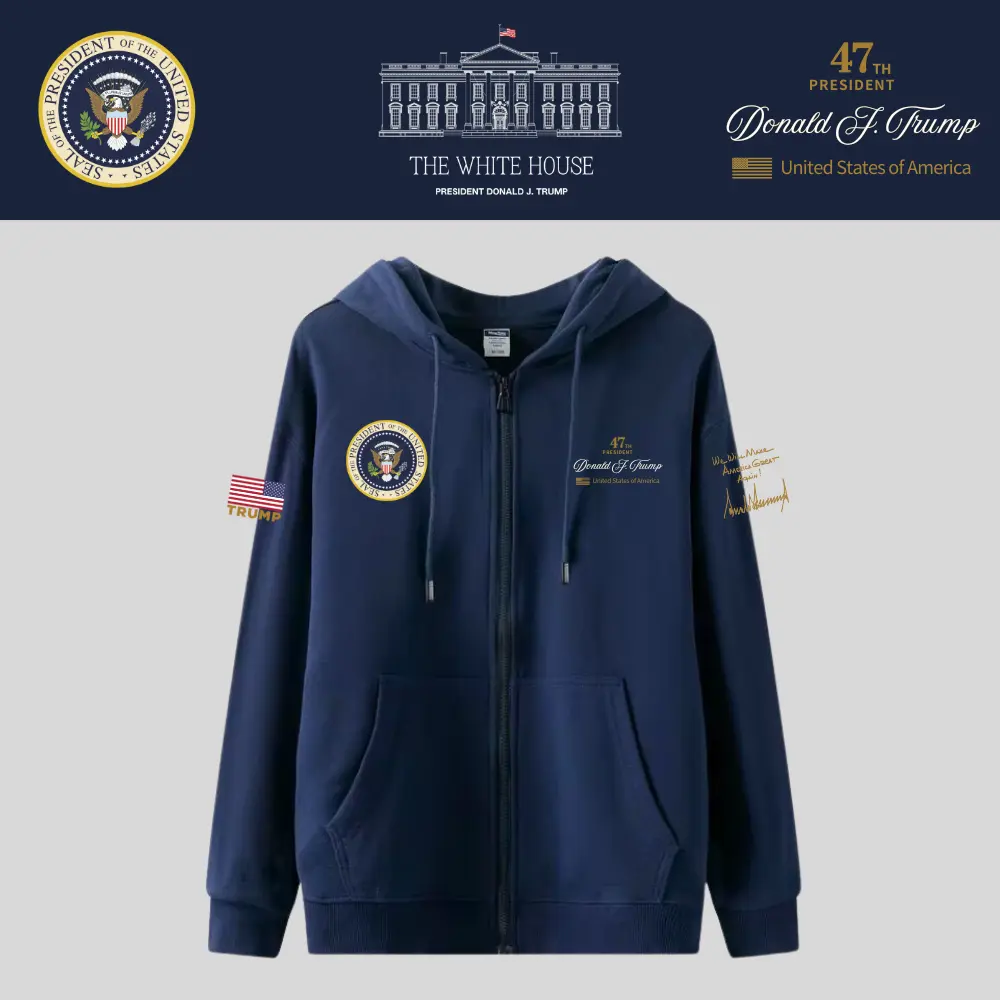 [New White House]ホワイトハウスロゴジップアップパーカー[ネイビー][WHZH-01]