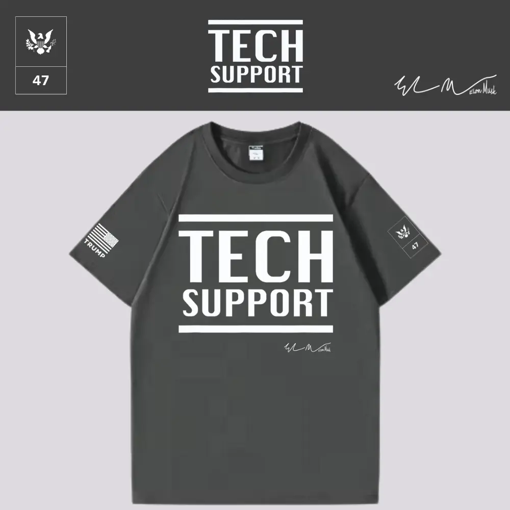 [DOGE]TECH SUPPORTロゴTシャツ[グレー/白][TSTE-01]