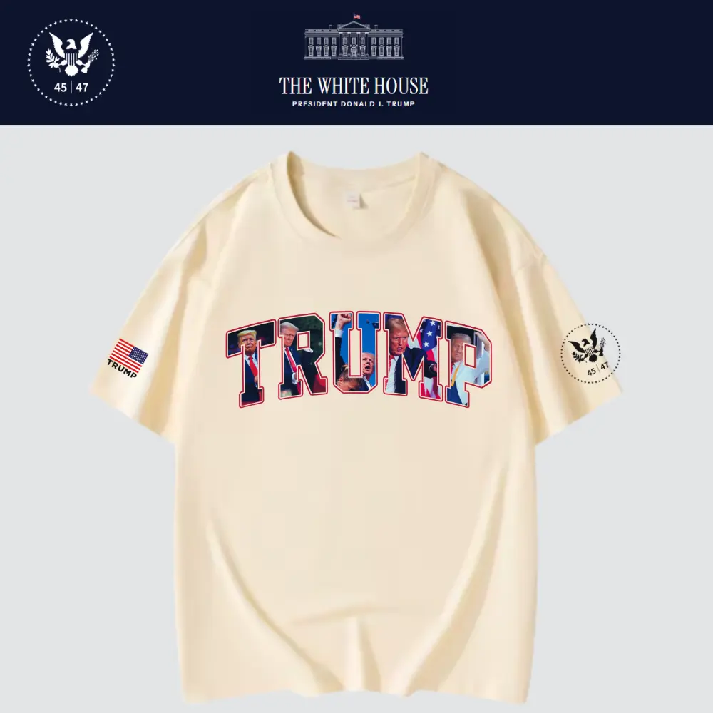 [New White House]TRUMP大統領ロゴTシャツ[ベージュ][WHTE-07]