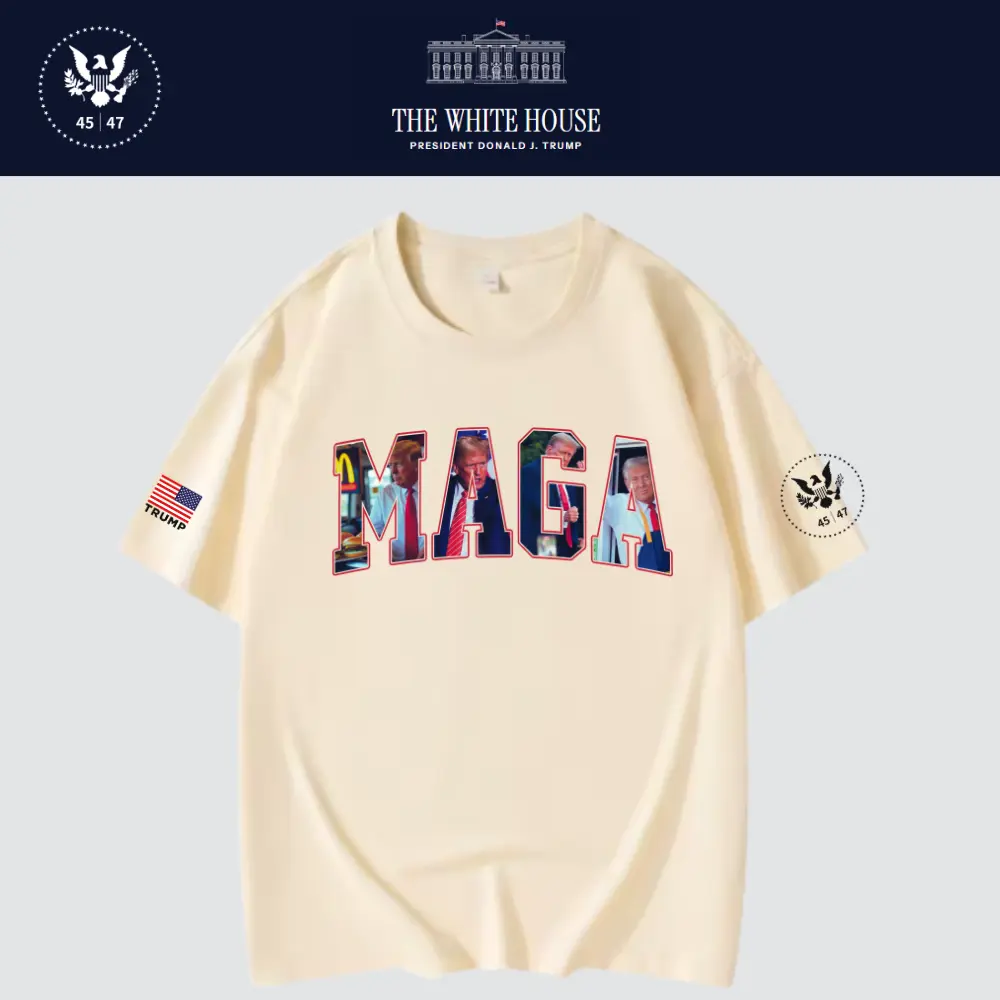 [New White House]TRUMP大統領ロゴTシャツ[ベージュ][WHTE-08]