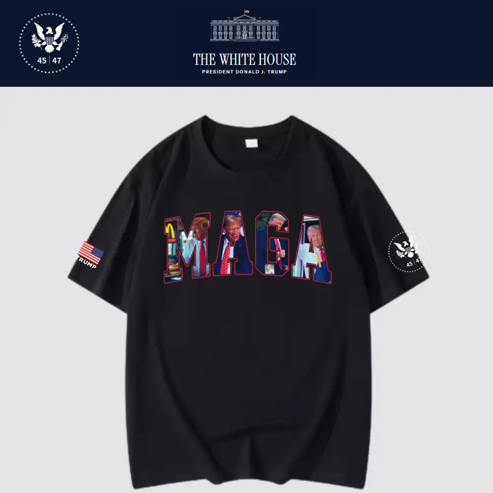 [New White House]TRUMP大統領ロゴTシャツ[黒][WHTE-08]