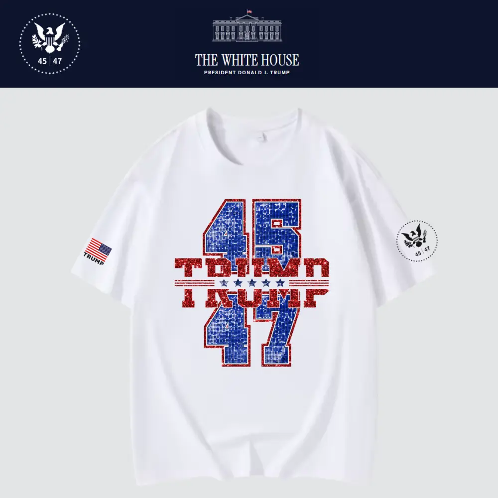 [New White House]TRUMP大統領ロゴTシャツ[白/ブルー][WHTE-09]