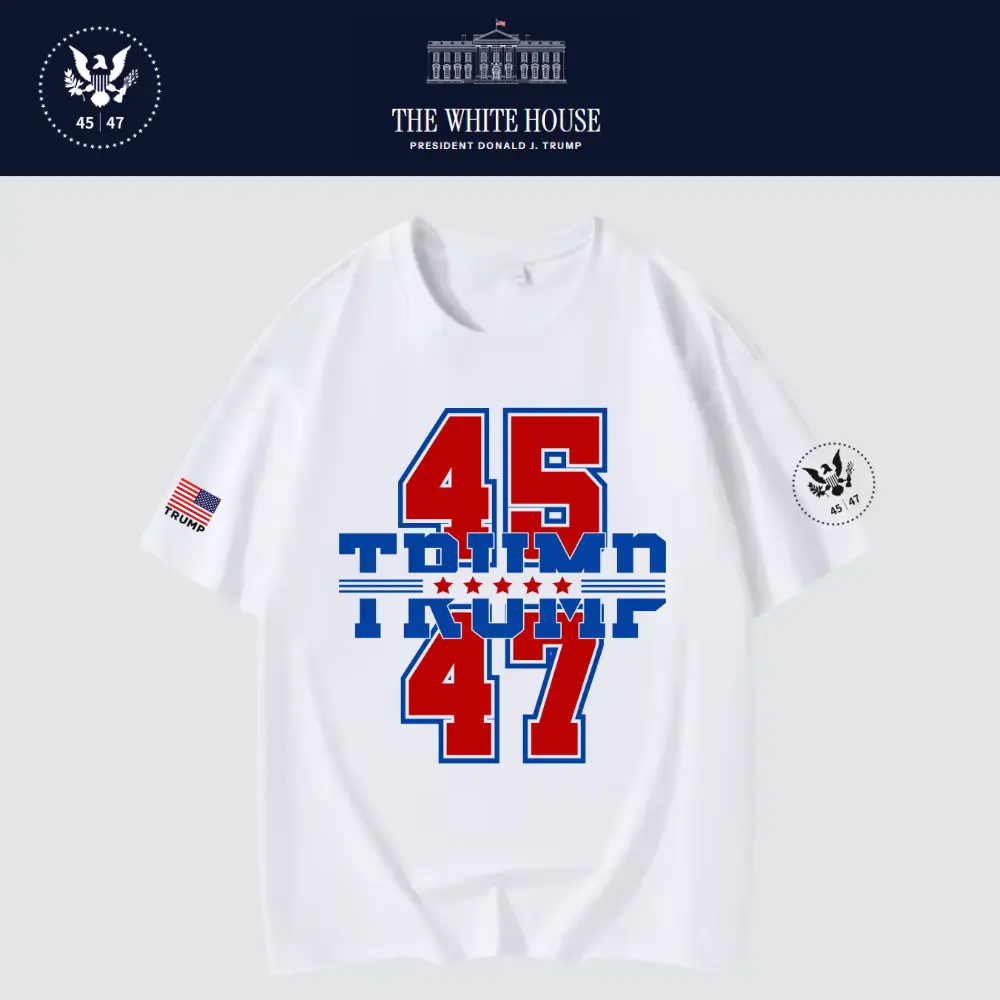 [New White House]TRUMP大統領ロゴTシャツ[白/レッド][WHTE-09]