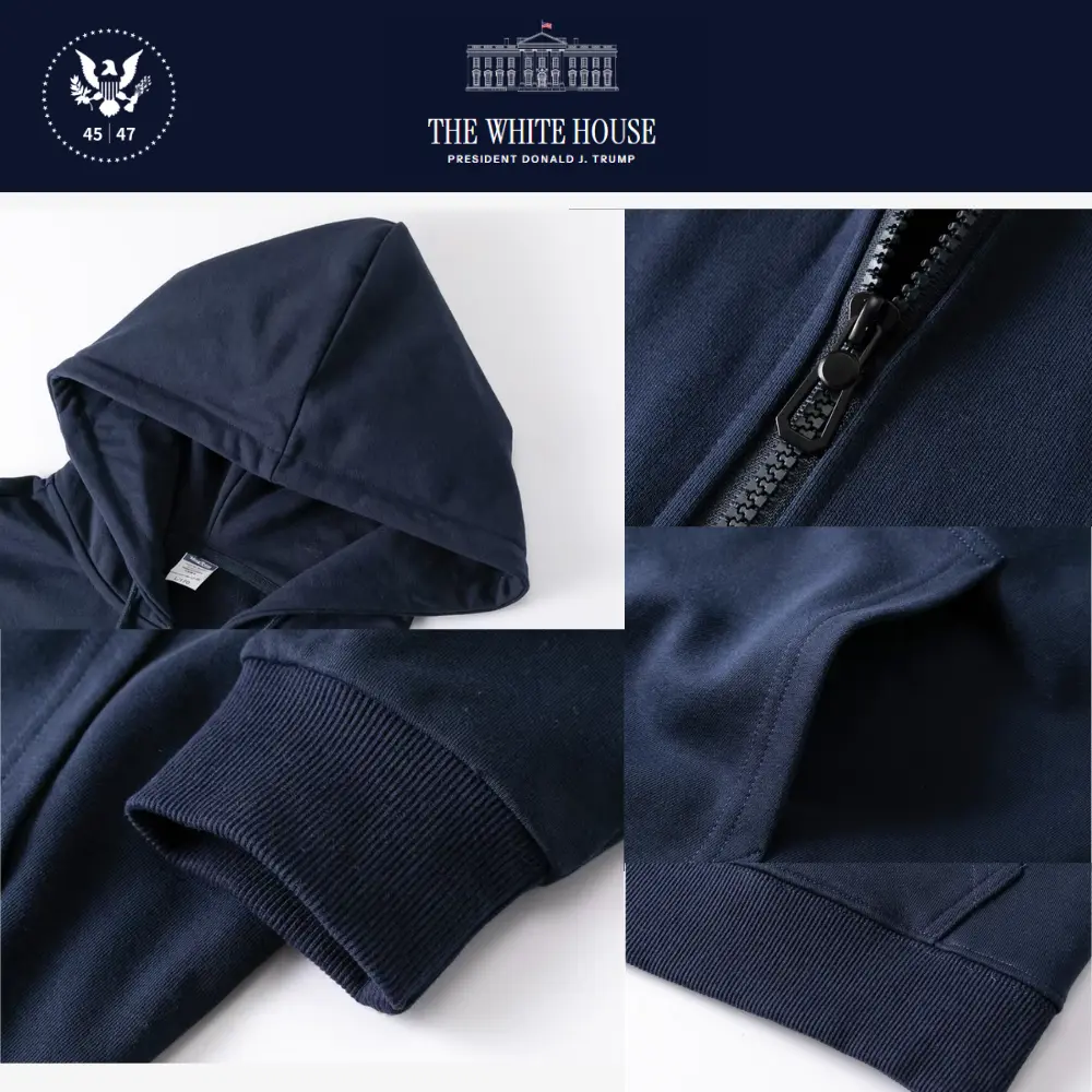 [New White House]TRUMP大統領ロゴジップアップパーカー[白][WHZH-02] - 画像 (2)