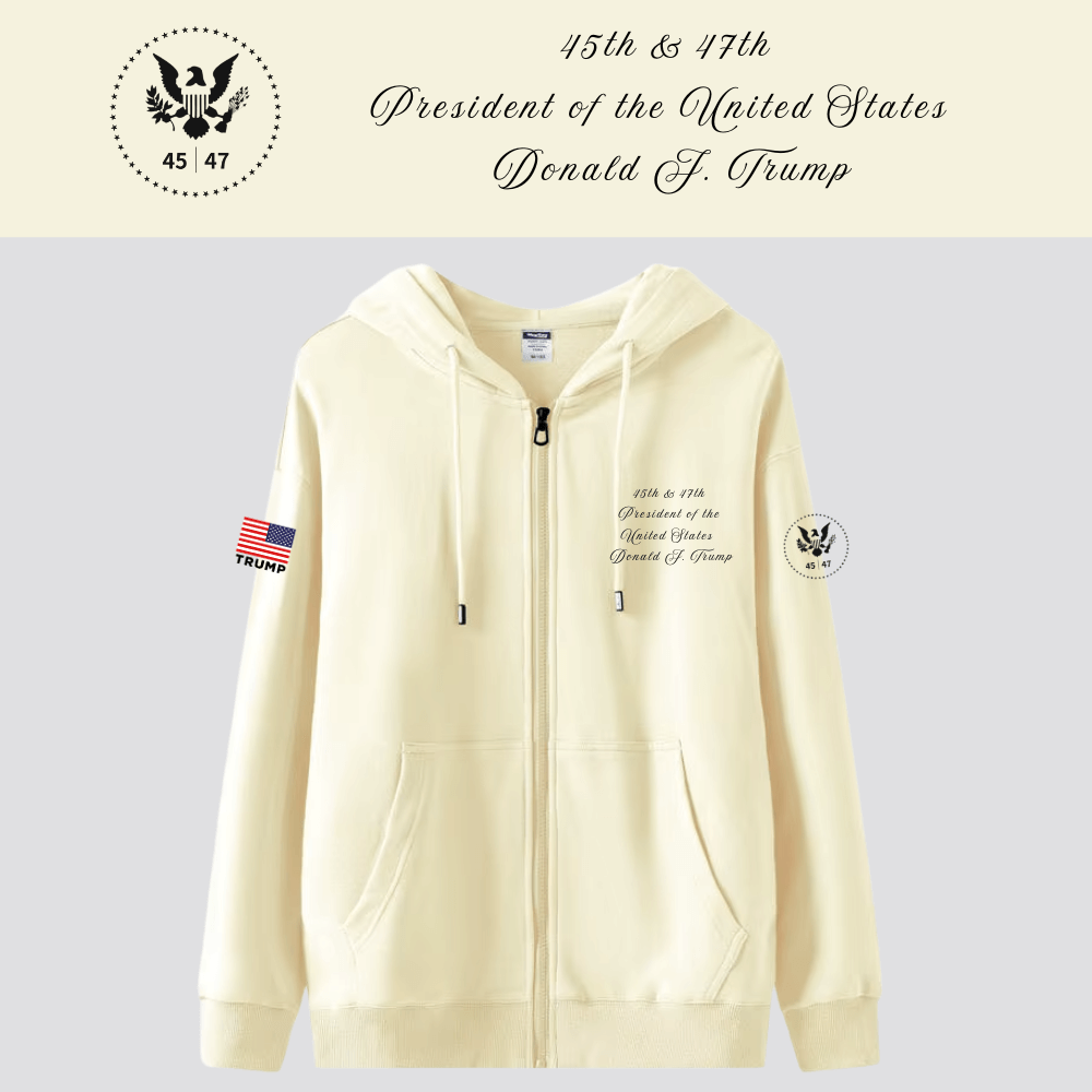 [New White House]TRUMP大統領ロゴジップアップパーカー[ベージュ][WHZH-03]