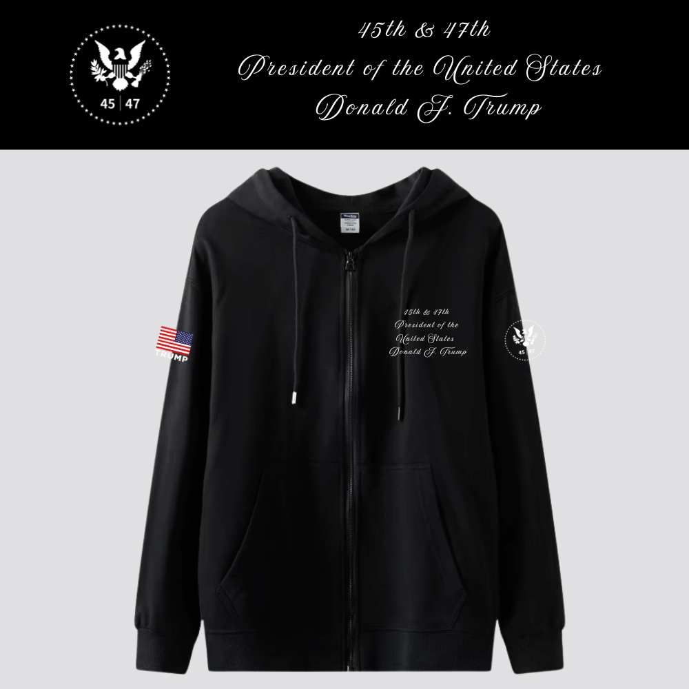 [New White House]TRUMP大統領ロゴジップアップパーカー[黒][WHZH-03]