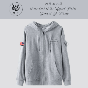 [New White House]TRUMP大統領ロゴジップアップパーカー[グレー][WHZH-03]