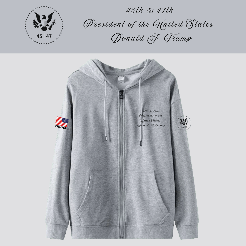 [New White House]TRUMP大統領ロゴジップアップパーカー[グレー][WHZH-03]