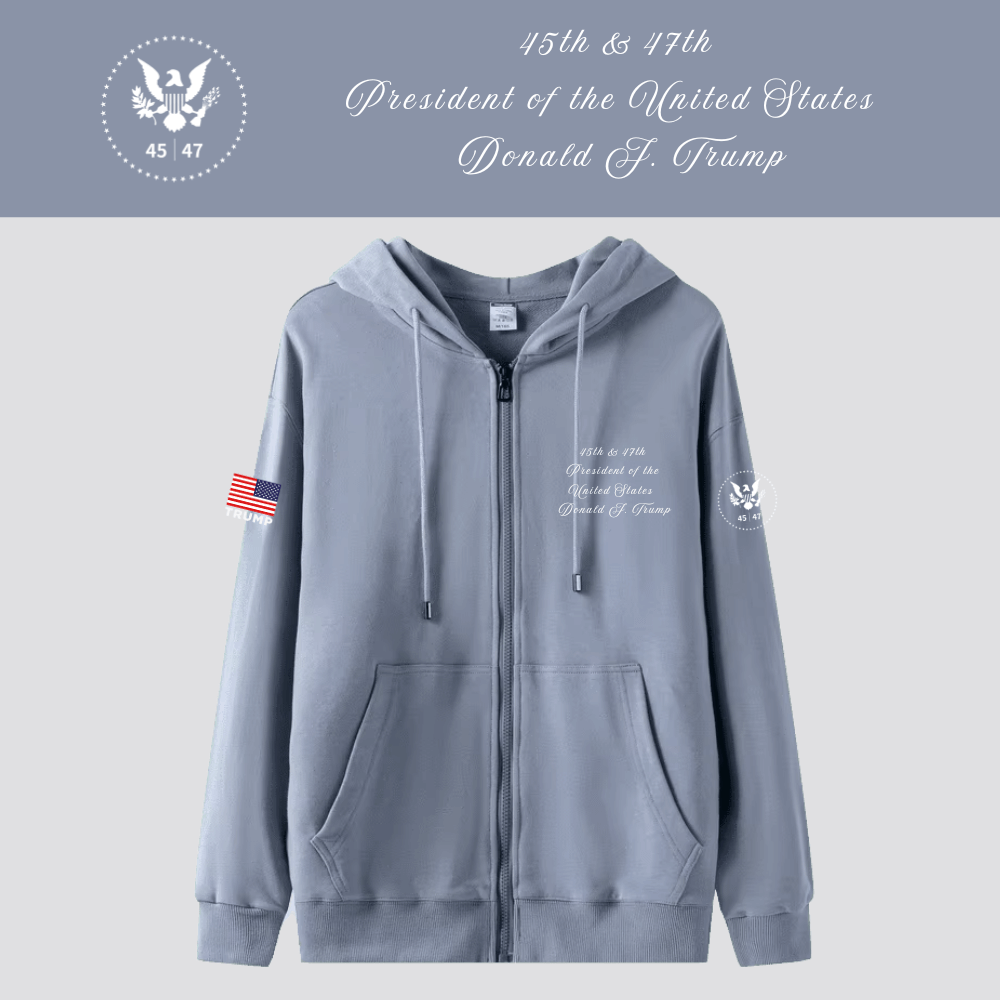 [New White House]TRUMP大統領ロゴジップアップパーカー[アイスブルー][WHZH-03]