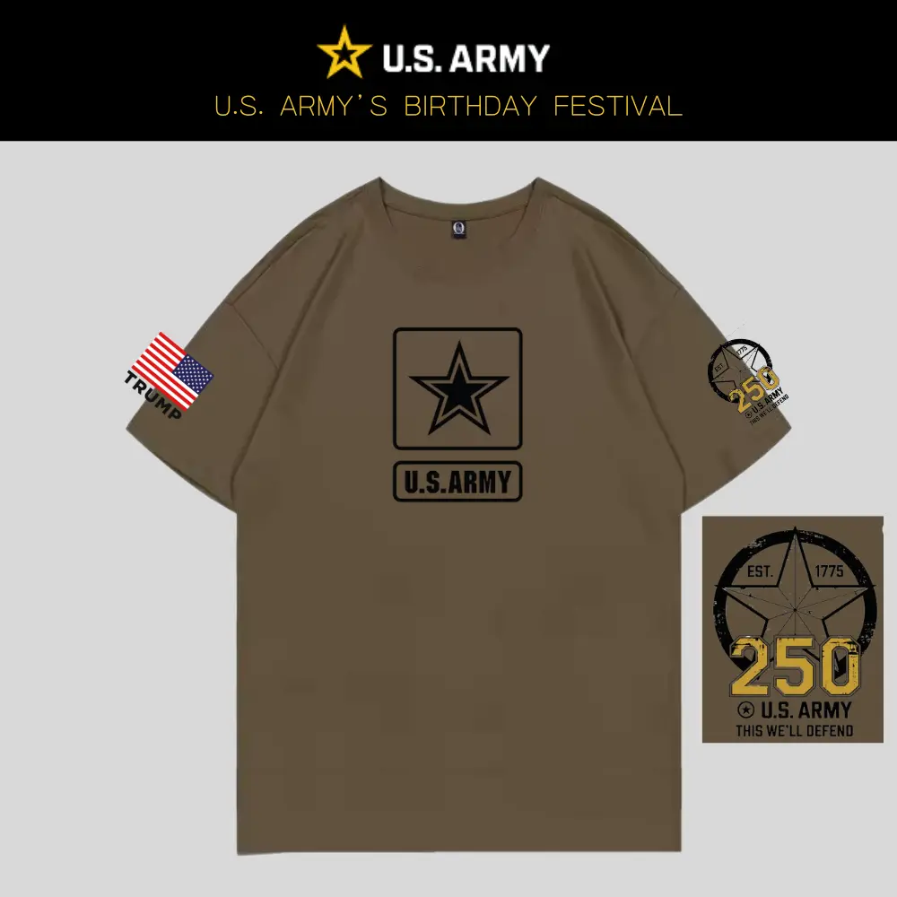 [US ARMY]米陸軍創立250周年記念Tシャツ[アースブラウン][AMAT-01]