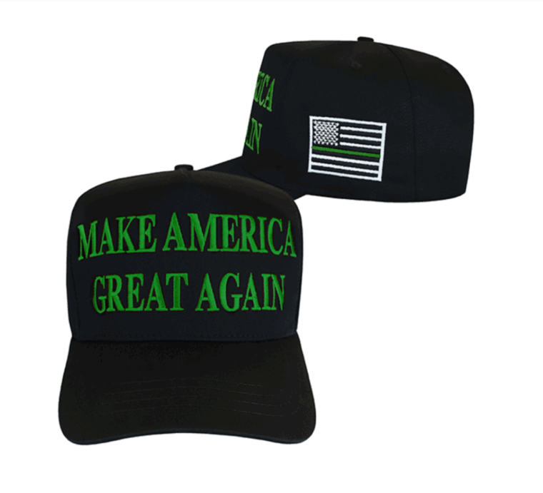 【米国発送】TRUMP公式 MAGA ハット[限定復刻版][45-47][黒][緑ライン国旗バージョン]