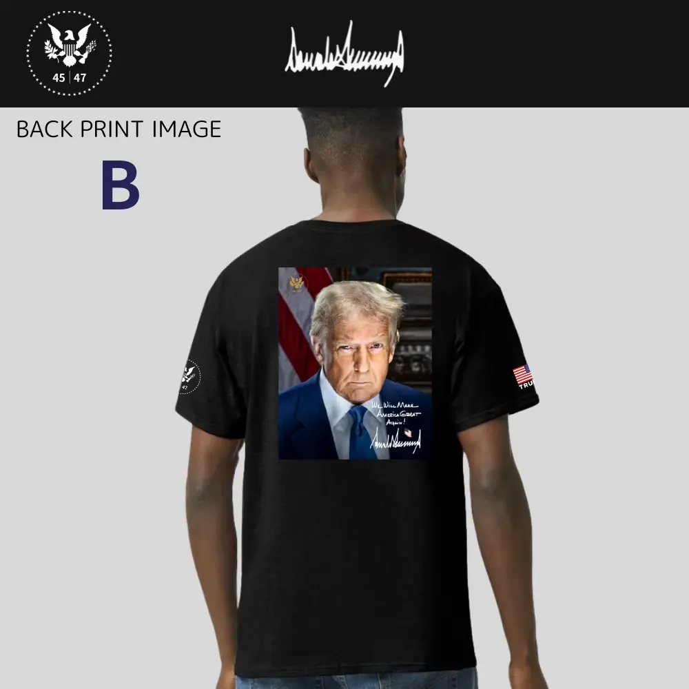 [New White House]トランプ大統領肖像画TシャツBタイプ[ネイビー][PRTT-02] - 画像 (2)