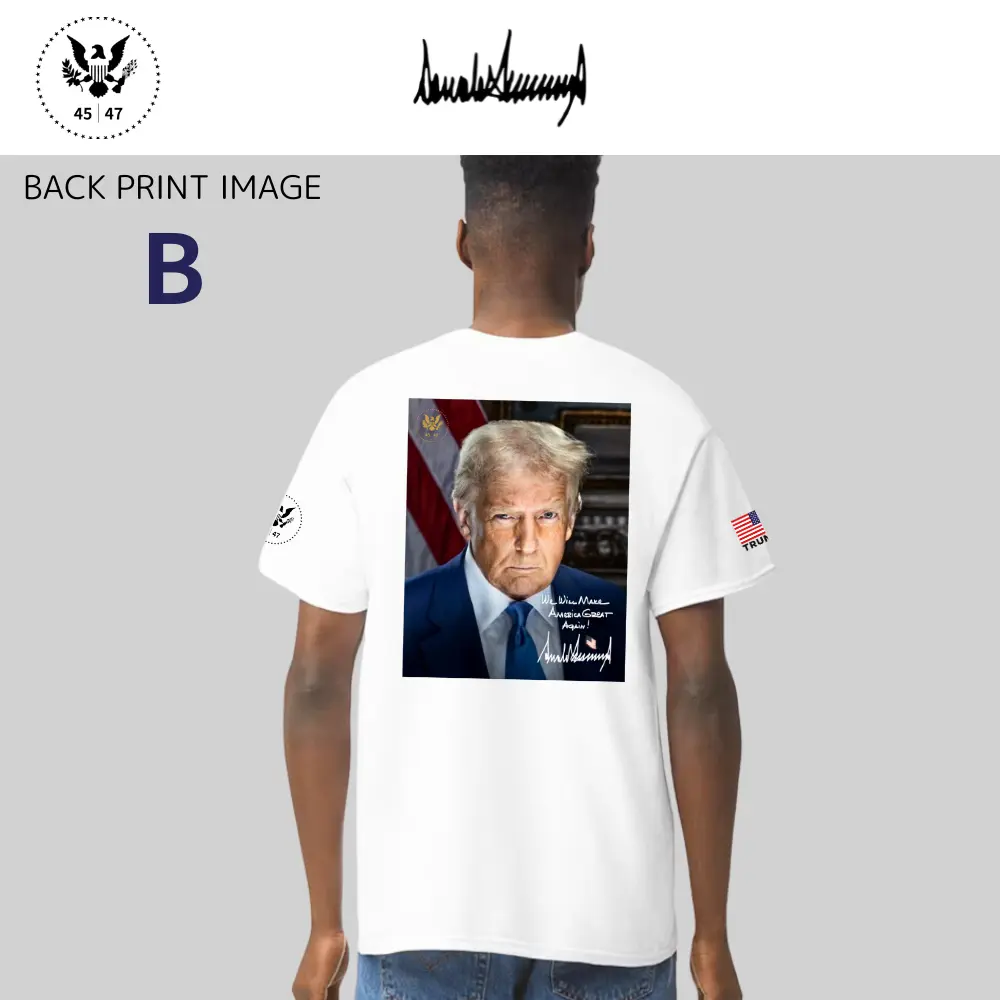 [New White House]トランプ大統領肖像画TシャツBタイプ[白][PRTT-02]