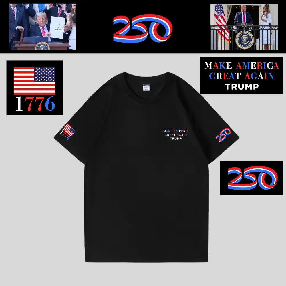 [米国独立記念日250年]MAGAロゴTシャツ[黒][IDTE-01]