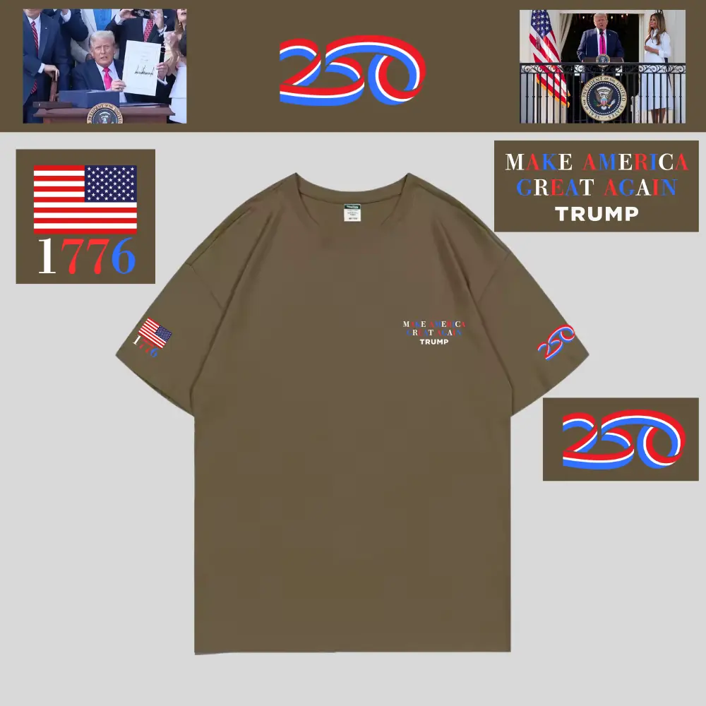 [米国独立記念日250年]MAGAロゴTシャツ[アースブラウン][IDTE-01]