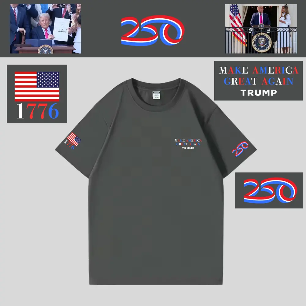 [米国独立記念日250年]MAGAロゴTシャツ[グレー][IDTE-01]