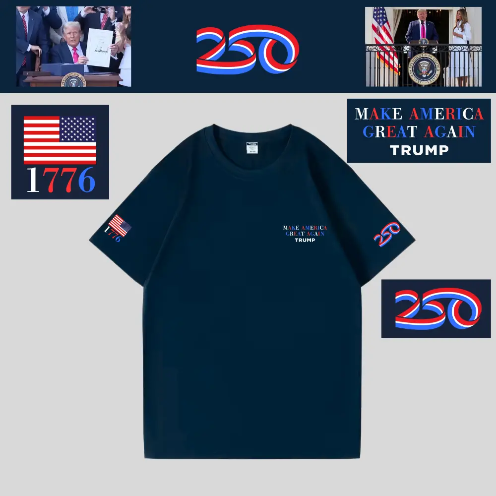[米国独立記念日250年]MAGAロゴTシャツ[ネイビー][IDTE-01]