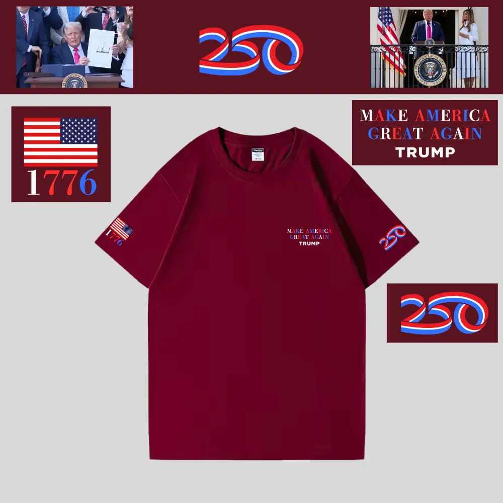[米国独立記念日250年]MAGAロゴTシャツ[ワインレッド][IDTE-01]