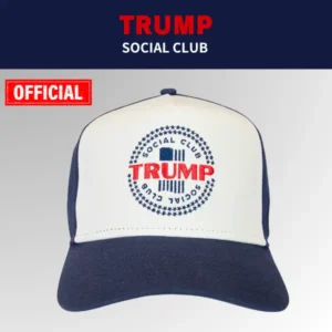 【米国発送】TRUMP公式 パッチ付きハット[Trump Social Club][TSCH-02][白/ネイビー]