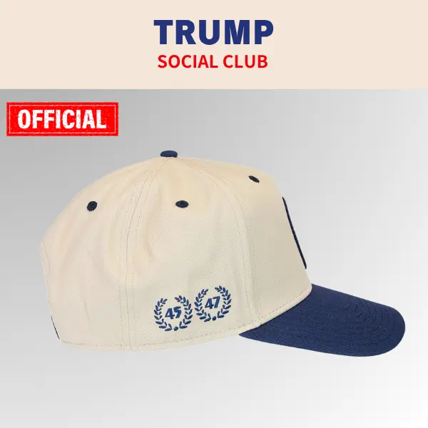 【米国発送】TRUMP公式 パッチ付きハット[Trump Social Club][TSCH-02][ベージュ/ネイビー] - 画像 (2)