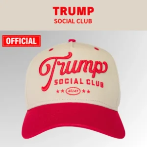 【米国発送】TRUMP公式 ハット[Trump Social Club][TSCH-03][ベージュ/赤]