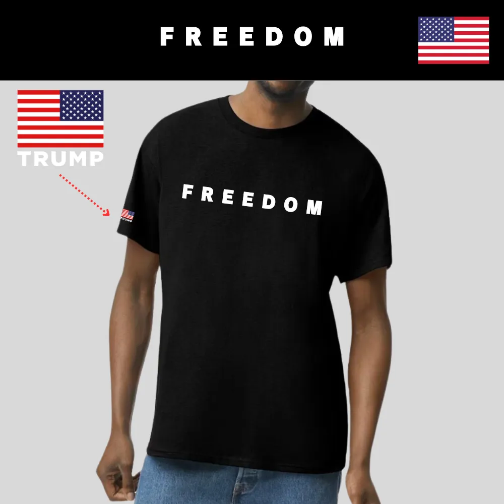 [FREEDOM] 米国旗ロゴ Tシャツ[黒] - 画像 (2)