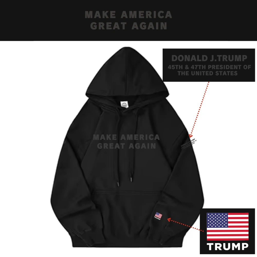 [MAGA 2025]ヘビーウェイトコットン100%パーカー[黒]